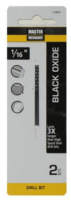Black Oxide Drill Bits, 1/16 x 1-7/8-In., 2-Pk.