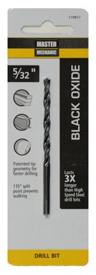 Black Oxide Drill Bits, 135 Split Point, 5/32 x 3-1/8-In.
