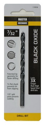Black Oxide Drill Bits, 135 Split Point, 7/32 x 3.75-In.