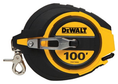 Closed Case Measuring Tape, 5:1 Gear Ratio, 100-Ft.