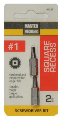 Master Mechanic 1-Inch 2-Pack #1 Square Recessed Bit Tip