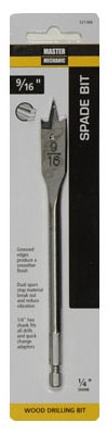 Wood Boring Bit, Spade, 9/16-In.