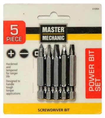Master Mechanic 5-Piece Power Screwdriver Bit Set
