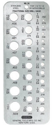 Stainless Steel Fraction Drill Gauge