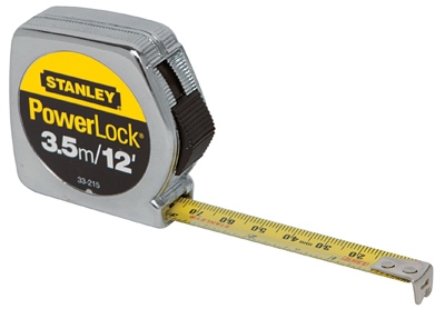 Powerlock Tape Rule, Metric, Cast Metal Case, 3.5M x 1/2-In.