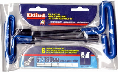 Hex Key Set. T-Handle, Cushion Grip, 6 Metric Sizes