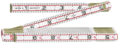 Red End Engineer's Folding Rule, Wood, 5/8-In. x 6-Ft.
