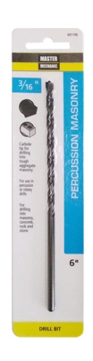 Percussion Masonry Drill Bit, 3/16 x 6-In.
