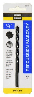 Percussion Masonry Drill Bit, 1/4 x 4-In.