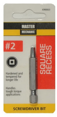 Master Mechanic #2 Square Recess 2-Inch Screwdriver Bit