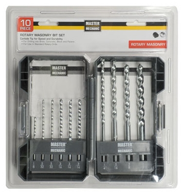 10-Piece Rotary Masonry Drill Bit Set