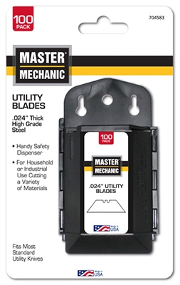 Heavy-Duty Utility Knife Blade Dispenser,  .024-In. Gauge, 100-Pk.