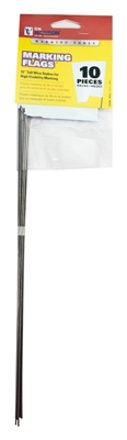 Marking Stake Flag, White, 15-In., 10-Pk.