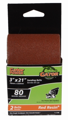 Sanding Belts, Aluminum Oxide, 80-Grit, 3 x 21-In., 2-Pk.