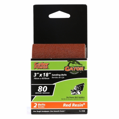 Sanding Belts, Aluminum Oxide, 80-Grit, 3 x 18-In., 2-Pk.