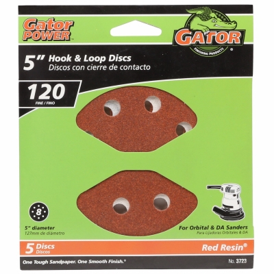 Sanding Discs, Aluminum Oxide, Red Resin, 120-Grit, 5-In., 5-Pk.