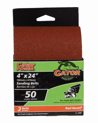 Sanding Belts, Aluminum Oxide, 50-Grit, 4 x 24-In., 2-Pk.