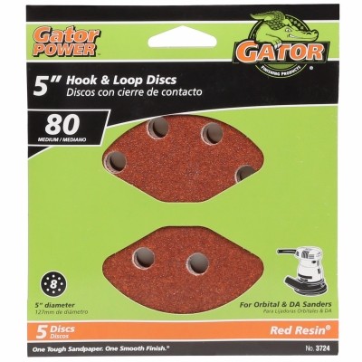 Sanding Discs, Aluminum Oxide, Red Resin, 80-Grit, 5-In., 5-Pk.
