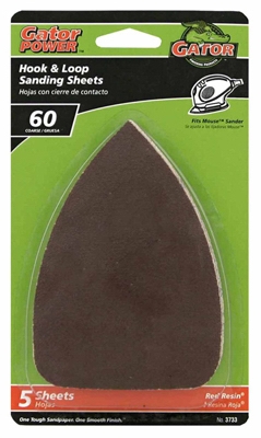 Detail Sanding Sheets, Aluminum Oxide, 60-Grit, 3.5 x 5-In., 5-Pk.