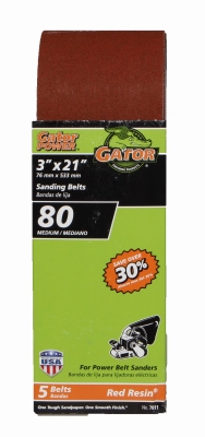Sanding Belt, Aluminum Oxide, 80-Grit, 3 x 21-In., 5-Pk.
