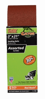 Sanding Belts, 3 x 21-In., Assorted 5-Pk.