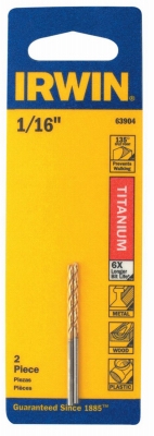 Drill Bit, Titanium, Jobber Length, 1/16-In.
