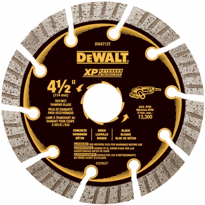Diamond Saw Blade, Dry Cutting, Segmented, 4.5-In.