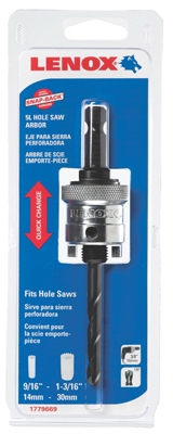 Hole Saw Arbor, Quick Change, 9/16 to 1-3/16-In.