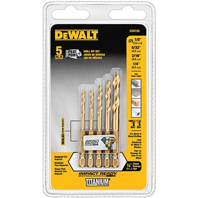 Titanium Impact Drill Bit Set, 5-Piece