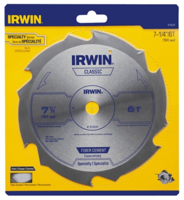 Carbide-Tipped Circular Saw Blade, Fiber Cement, 7.25-In., 6-Teeth