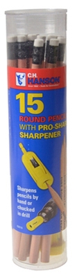 Marking Pencils With Sharpener, Round, 15-Pk.