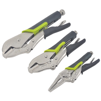 Master Mechanic 3PC LOCKING PLIERS SET (6 inch LONG NOSE LOCKING PLIER & 7 inch STRAIGHT JAW LOCKING PLIER &10 inch STRAIGHT JAW LOCKING PLIER)