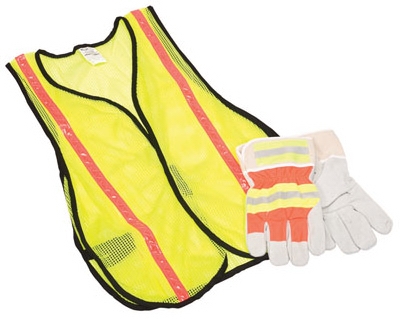 Safety Vest & Glove Combination Kit, Hi-Viz
