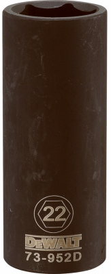 6PT 1/2'' Drive Deep Metric Impact Socket 22MM