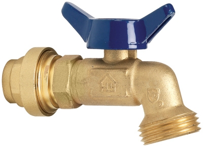 Hose Bibb Valve, Quarter-Turn, Push Fit, 1/2 MT x 3/4-In. Hose