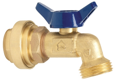 Hose Bibb Valve, Quarter-Turn, Push Fit, 3/4 MT x 3/4-In. Hose