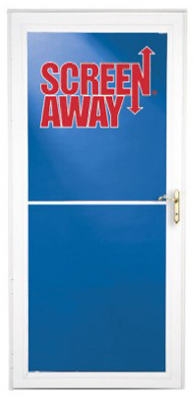 Screen Away Storm Door, Retractable Screen, White Aluminum & Brass Handles, 36 x 81-In.