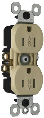 Duplex Receptacle, Weather/Tamper-Resistant, Ivory, 15-Amp, 125-Volt