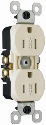 Duplex Receptacle, Weather/Tamper-Resistant, Light Almond, 15-Amp, 125-Volt