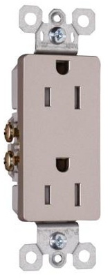 Decorator Tamper-Resistant Receptacle, Nickel Finish