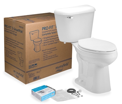 Complete Toilet Kit, Elongated Front, ADA Approved, White, 12-In. Round In