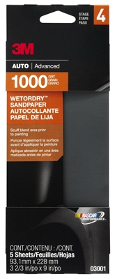 Sandpaper, Automotive, 1000 Grit, 3-2/3 x 9-In., 5-Pk.