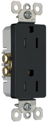 Child Safety Outlet, Black, 2-Pole, 15-Amp, 125-Volt