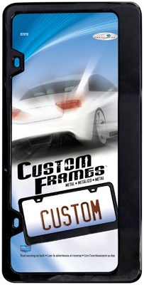 License Plate Frame With Wide Base, Black Metal