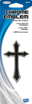 Car Emblem, Cross, Chrome/Black, Self-Adhesive