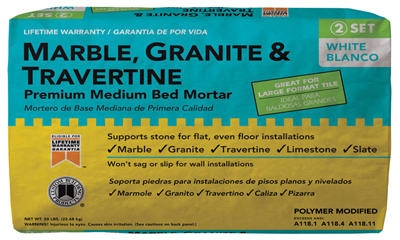 Marble/Granite-Fortified Premium Mortar, White, 50-Lbs.