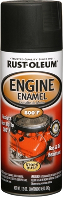 Engine Spray Enamel, Black Semi-Gloss, 12-oz.