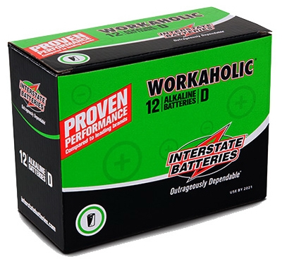Workaholic Alkaline Battery,  inchD inch, 12-Pk.
