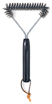 BBQ Grill Brush, 3-Sided Stainless Steel,  12-In.