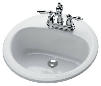 Laurel Porcelain-On-Steel Lavatory Sink, White, 19 x 19-In. Oval